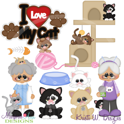 Crazy Cat Lady SVG Cutting Files Includes Clipart