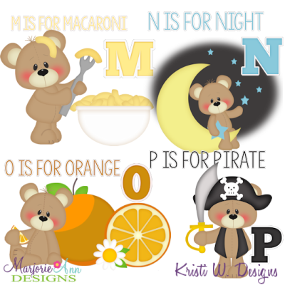 Patches The Bear Alphabet M-P SVG Cutting Files + Clipart