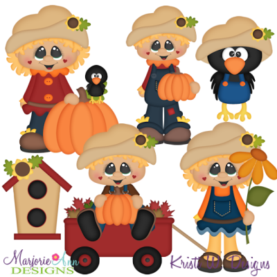 Happy Fall Scarecrows SVG Cutting Files + Clipart