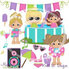 Pool Party-Girls SVG Cutting Files Includes Clipart