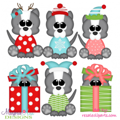 Christmas Huskies Exclusive SVG Cutting Files + Clipart