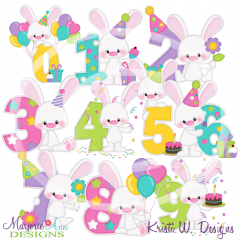 Bunny Birthday Numbers EXCLUSIVE SVG Cutting Files +Clipart