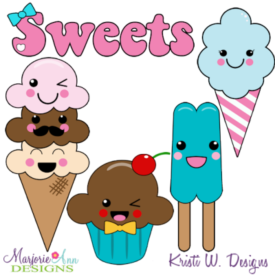 Kawaii Sweets SVG Cutting Files + Clipart
