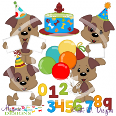 Pawsome Birthday Numbers SVG Cutting Files Includes Clipart
