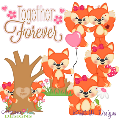 Foxy Valentine SVG Cutting Files Includes Clipart