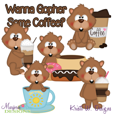 Wanna Gopher Coffee SVG Cutting Files + Clipart