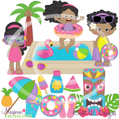 Backyard Beach Party-Girls-African American SVG Cutting Files