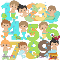 Mermaid Numbers-Boys EXCLUSIVE SVG Cutting Files+ Clip Art