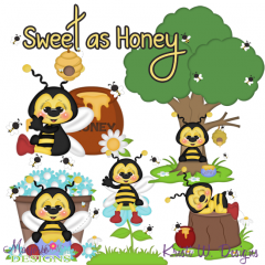 Bibi Loves Honey SVG Cutting Files + Clipart