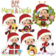 Bee Merry SVG Cutting Files + Clipart