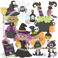 Halloween Witches Dark Skin SVG Cutting Files +Clipart