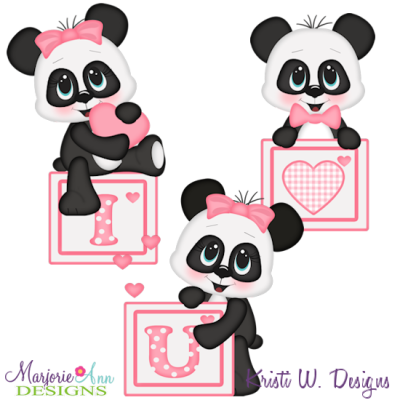 I Love You Panda's SVG Cutting Files + Clipart