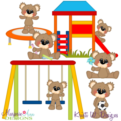 Playing Outside Bears SVG Cutting Files + Clipart