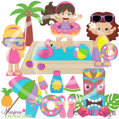 Backyard Beach Party-Girls SVG Cutting Files + Clipart