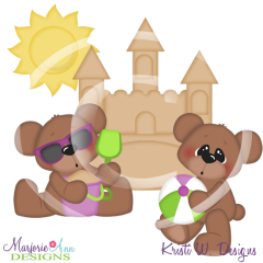 Beach Day Bears SVG Cutting Files Includes Clipart