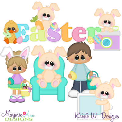 Pictures With The Easter Bunny SVG Cutting Files + Clipart
