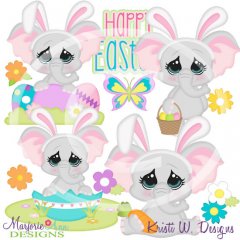 Easter Elephants SVG Cutting Files/Paper Piecing + Clipart