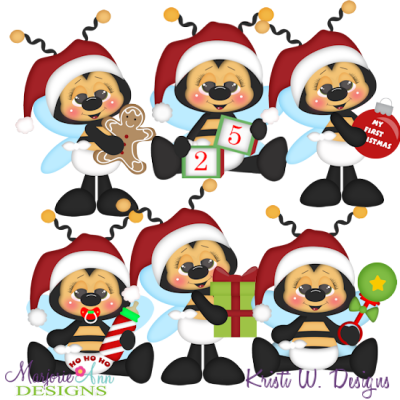 Baby Bee 1st Christmas SVG Cutting Files + Clipart