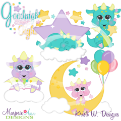 Sleepy Dragons SVG Cutting Files/Paper Piecing + Clipart