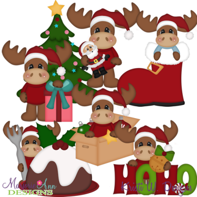 12 Moose Of Christmas-Set 2 SVG Cutting Files Includes Clipart