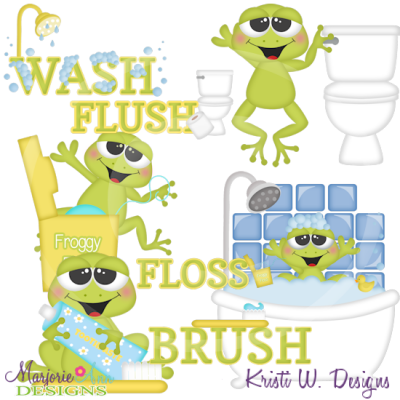 Bathroom Frogs SVG Cutting Files Includes Clipart