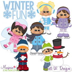 Winter Fun Kids SVG Cutting Files + Clipart