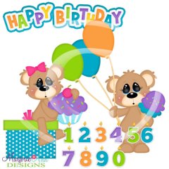 Norman & Nyla-Happy Birthday SVG Cutting Files Includes Clipart