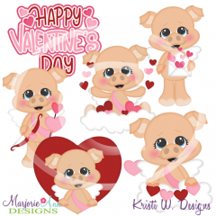 Cupid Piglets SVG Cutting Files/Paper Piecing + Clipart