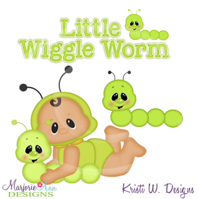 Little Wiggle Worm Cutting Files Includes Clipart