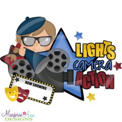Lights Camera Action Girl SVG Cutting Files + Clipart