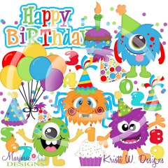 Monster Party SVG Cutting Files/Paper Piecing +Clipart