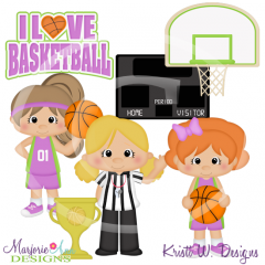 Shooting Hoops-Girls SVG Cutting Files Includes Clipart