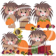 Fall Hedgehogs SVG Cutting Files + Clipart