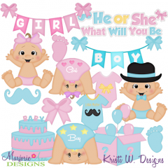 Gender Reveal SVG Cutting Files Includes Clipart