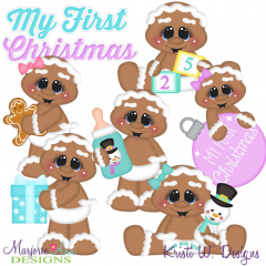 Baby's 1st Christmas~Gingers SVG Cutting Files + Clipart