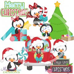 Merry & Bright Penguins SVG Cutting Files/Paper Piecing +Clipart