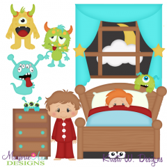 Monster Under The Bed-Boy SVG Cutting Files + Clipart