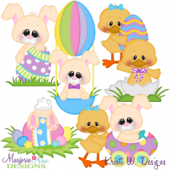 Benny & Daffodil Easter SVG Cutting Files + Clipart