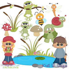 A Day At The Pond SVG Cutting Files + Clipart