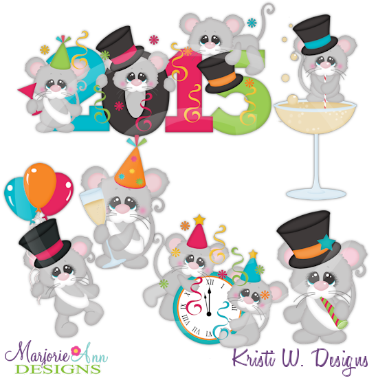 Happy New Year Mice 2015 Cutting Files Includes Clipart - Click Image to Close