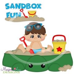 Boy Playing In Sandbox SVG Cutting Files + Clipart