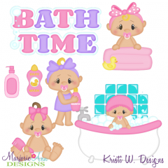 Bathtime Girls SVG Cutting Files Includes Clipart