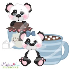 Hot Cocoa Pandas 1 SVG Cutting Files + Clipart