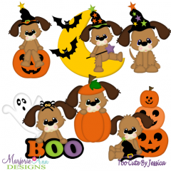 Halloween Puppies SVG Cutting Files Includes Clipart
