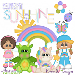 Sunshine & Rainbows SVG Cutting Files Includes Clipart