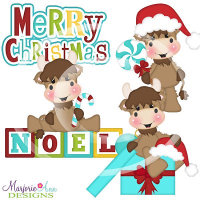 Highland Cows Christmas SVG Cutting Files Includes Clipart