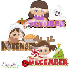 Calendar Kids Girls-October-November-December SVG Cutting Files