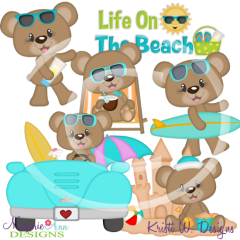 Bently At The Beach SVG Cutting Files Includes Clipart