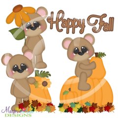 Happy Fall Bears SVG Cutting Files + Clipart