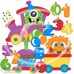 Monster Birthday Party Train SVG Cutting Files